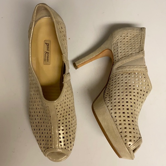 Paul Green Cream Sparkling Heeled Slip On Shoes Size 8 - Picture 1 of 17